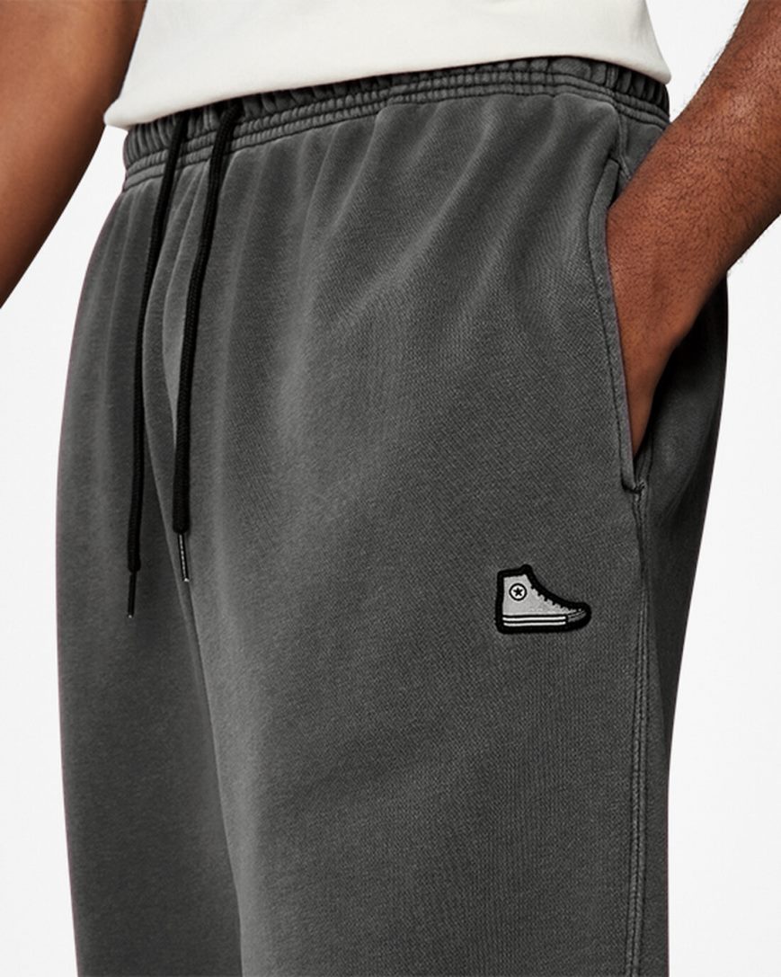 Men's Converse Go-To Chuck Taylor Sneaker Patch Loose Fit Sweatpants Black | AU E6850R